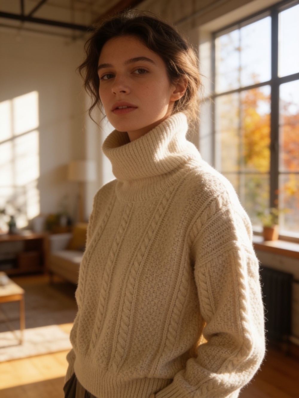 Vintage Carraig Donn Cable Knit Wool Turtleneck Sweater Size M